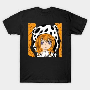 Anime girl hottie with Cow print hoodie T-Shirt